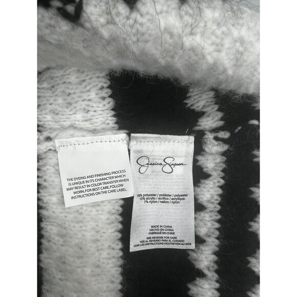 Jessica Simpson Croped Black & White Striped Textured Sweater Large - Picture 11 of 13